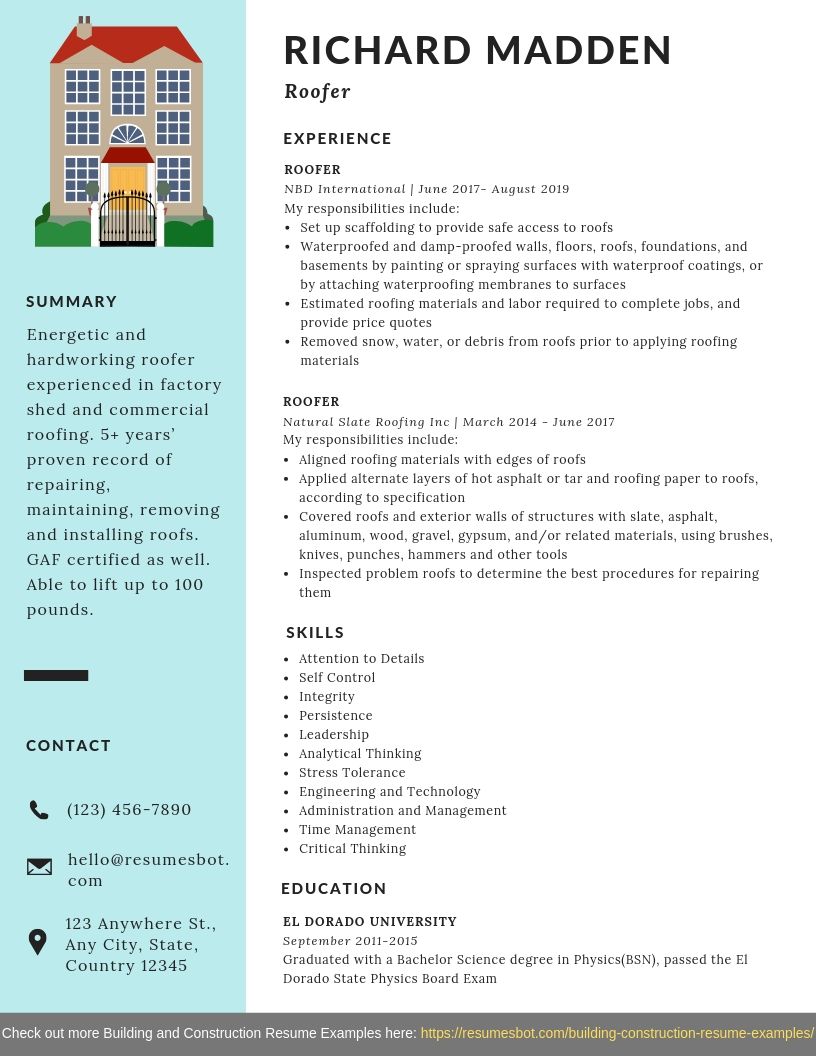 Roofer Resume Samples Templates PDF DOC 2019 Roofer Resumes Bot Roofer Resume Samples Templates PDF DOC 2019 Roofer Resumes Bot
