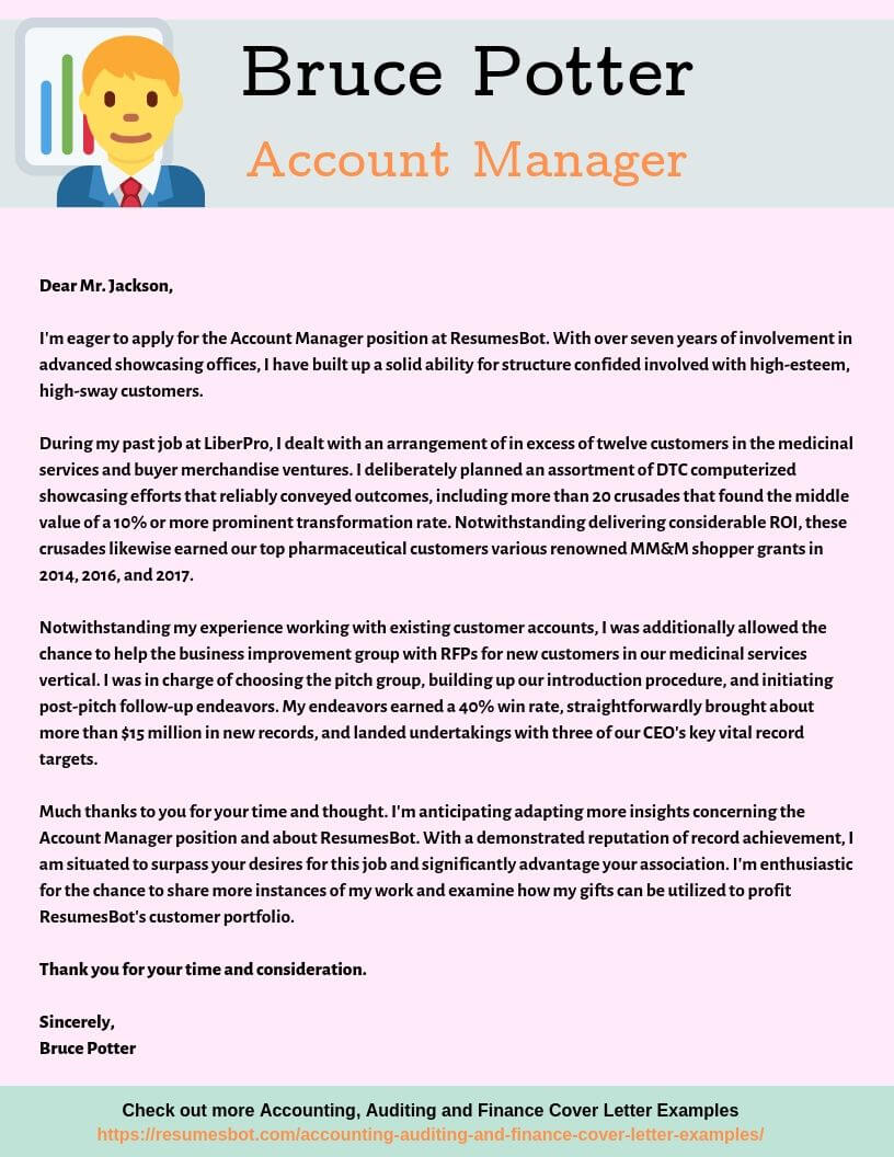 insurance account manager cover letter example