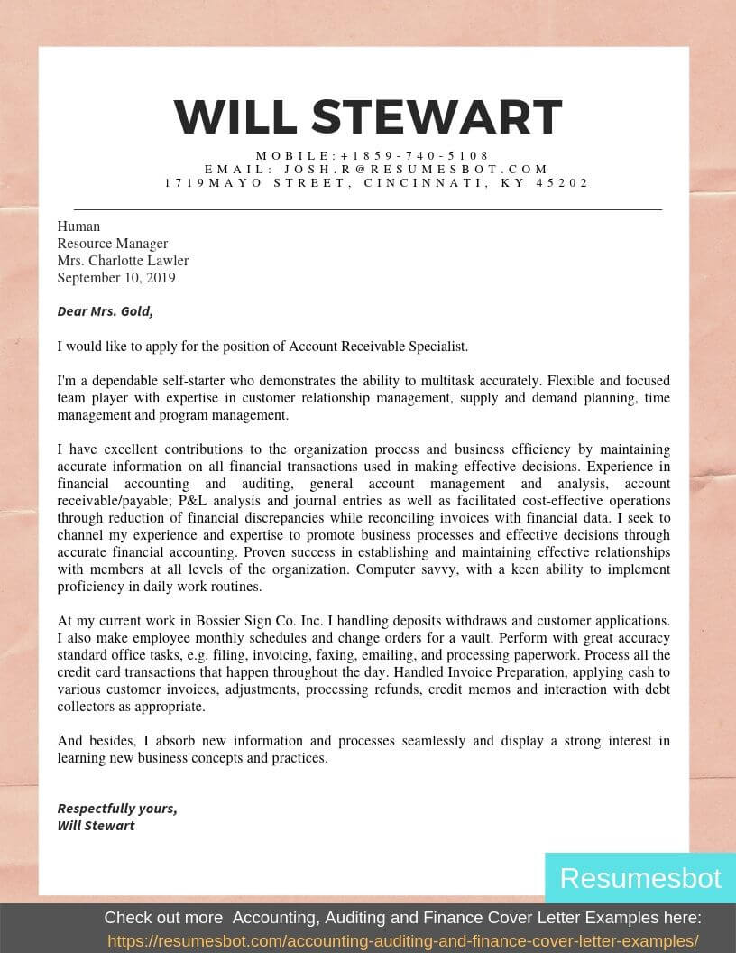 cover letter for a account executive position