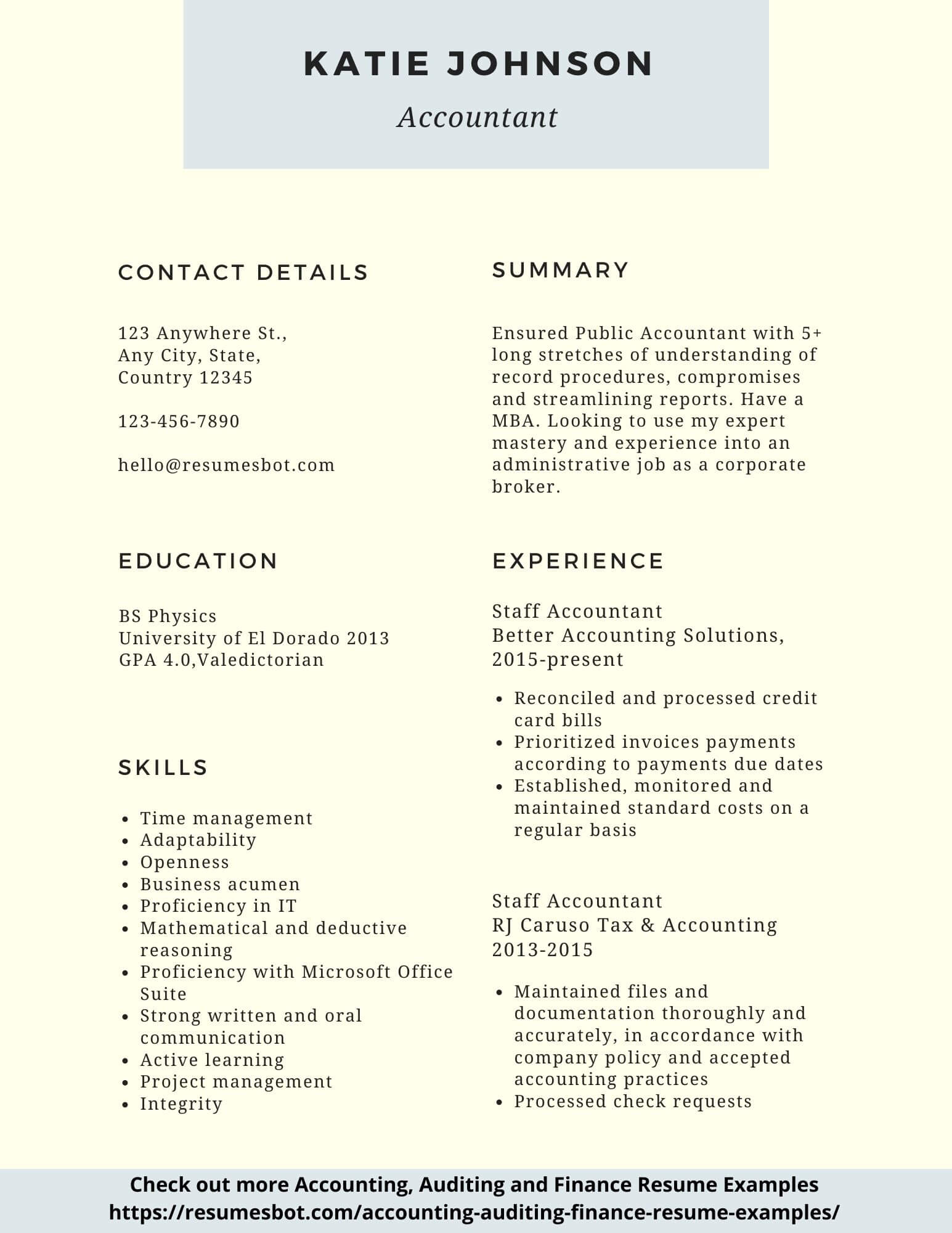 Manager Accountant Resume Sample