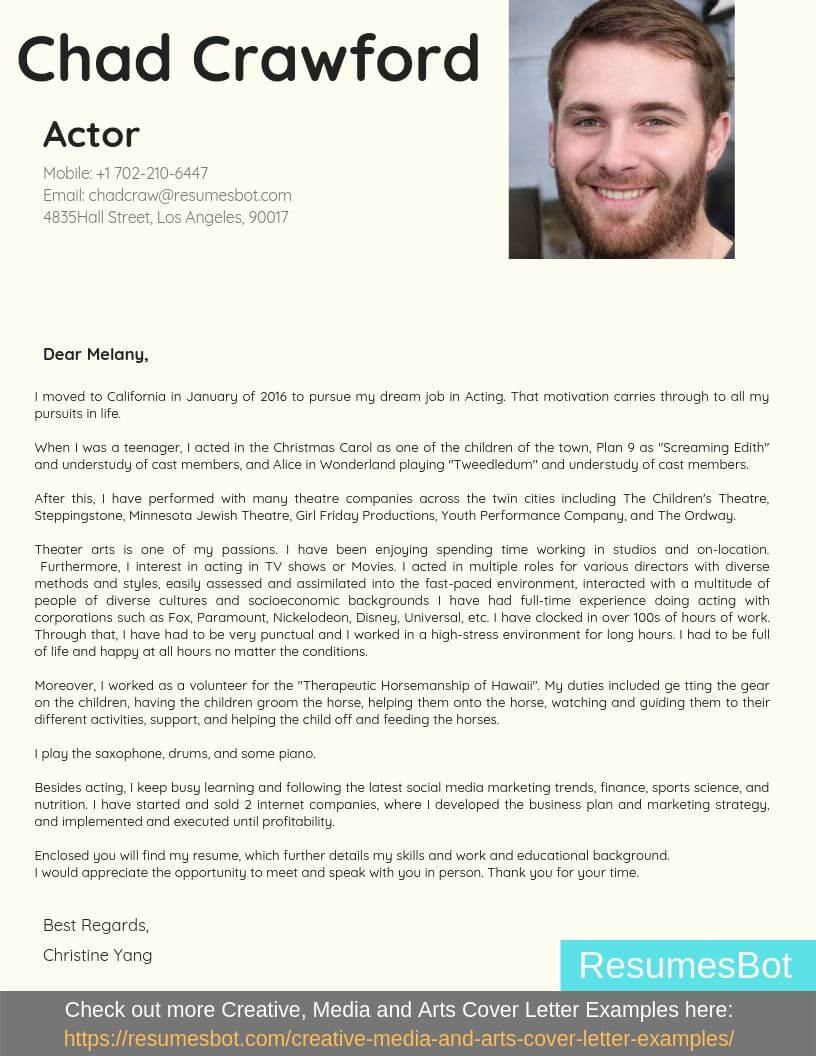 cover letter example for voice acting