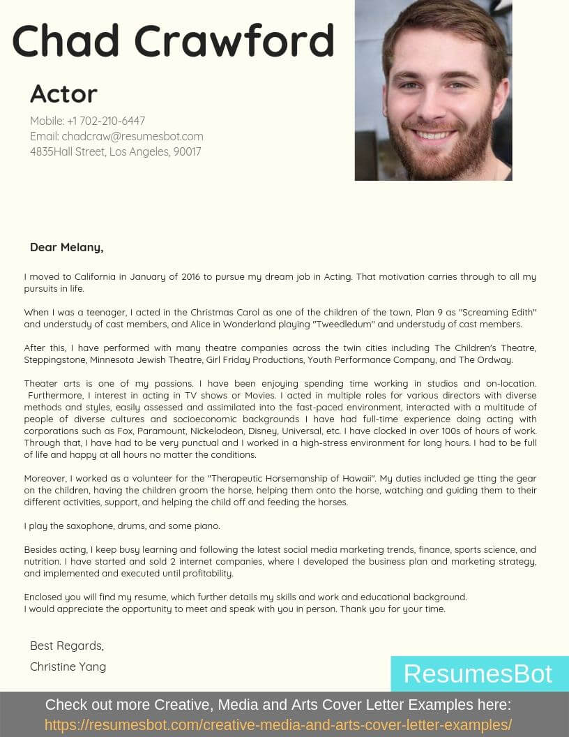 commercial acting cover letter