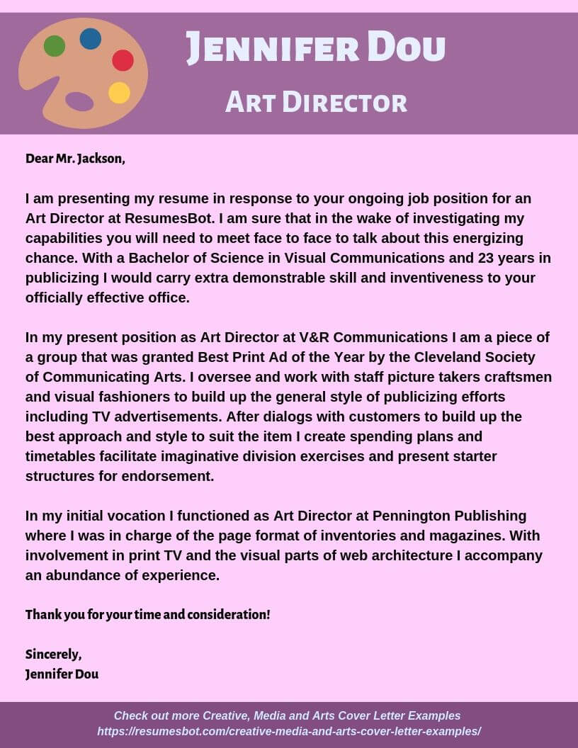 best cover letter for advertising art director