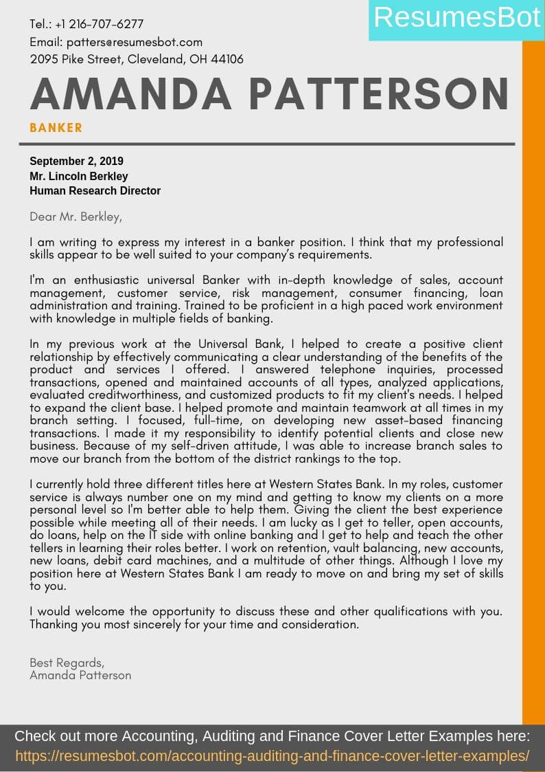 Banker Cover Letter Samples Templates PDF Word 2024 RB