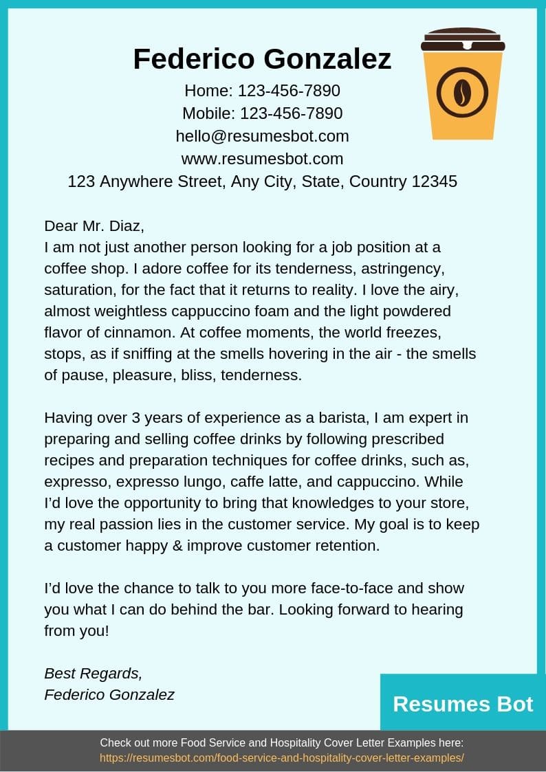 Barista Cover Letter Samples Templates Pdf Word 2021 Barista Cover Letters Rb