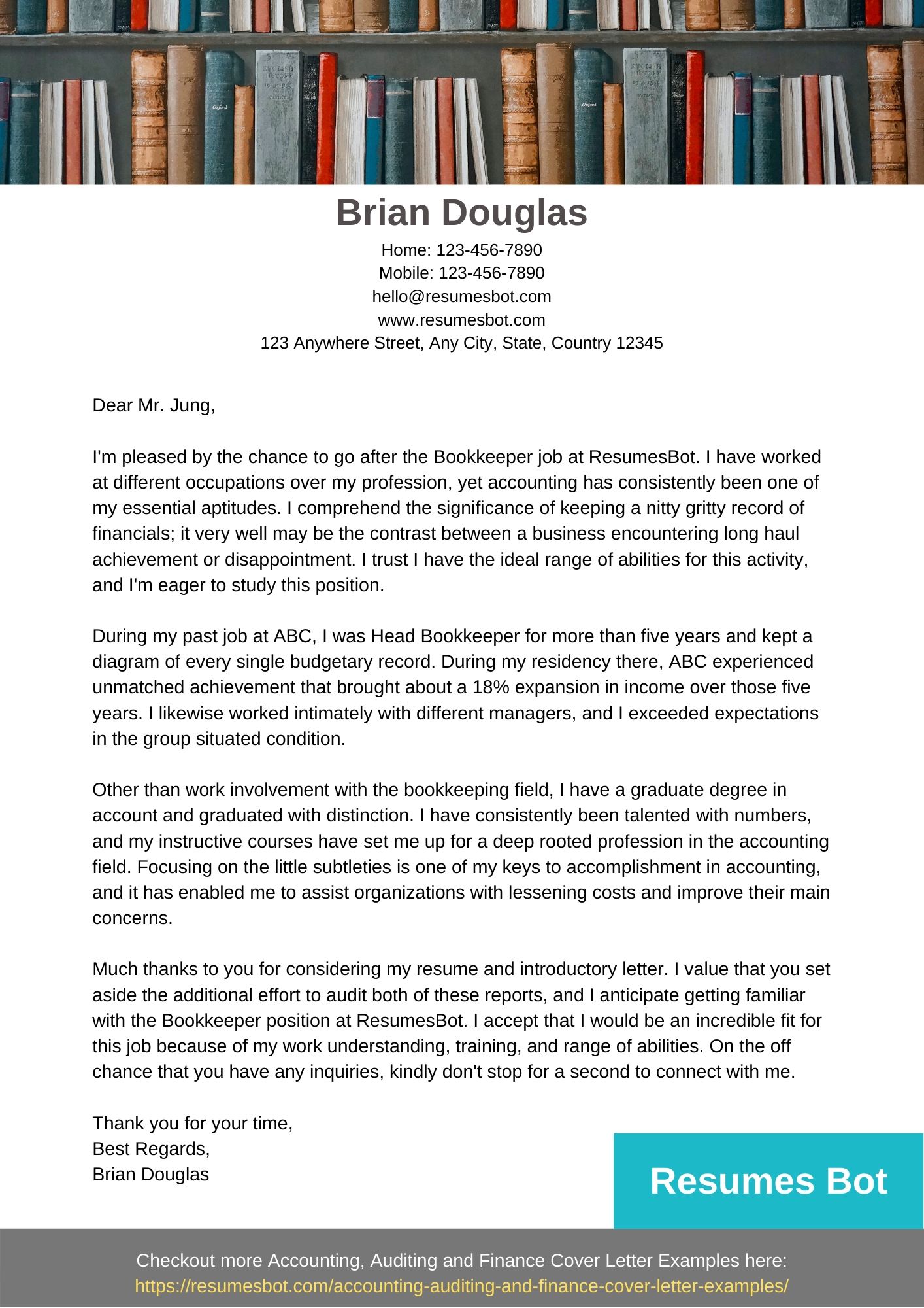 cover letter example for bookstore