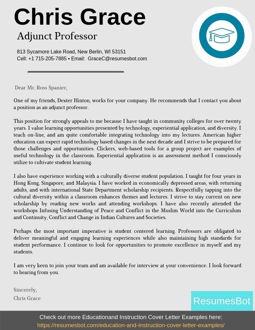 Cover Letter For Professor Position from resumesbot.com