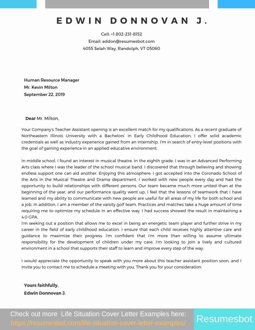 Teacher Assistant With No Experience Cover Letter Samples 2024 RB
