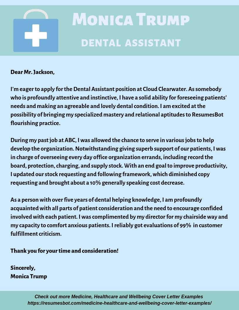 Dental Assistant Cover Letter Samples Templates Pdf Word 2021 Dental Assistant Cover Letters Rb