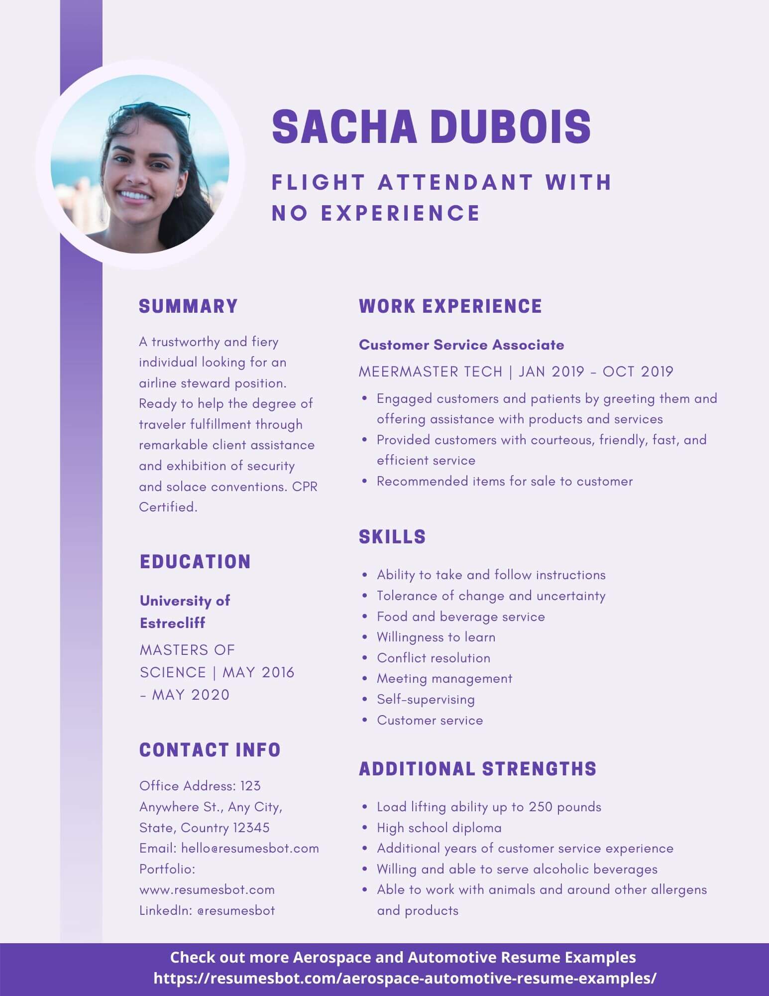 resume for fresher in flight attendant