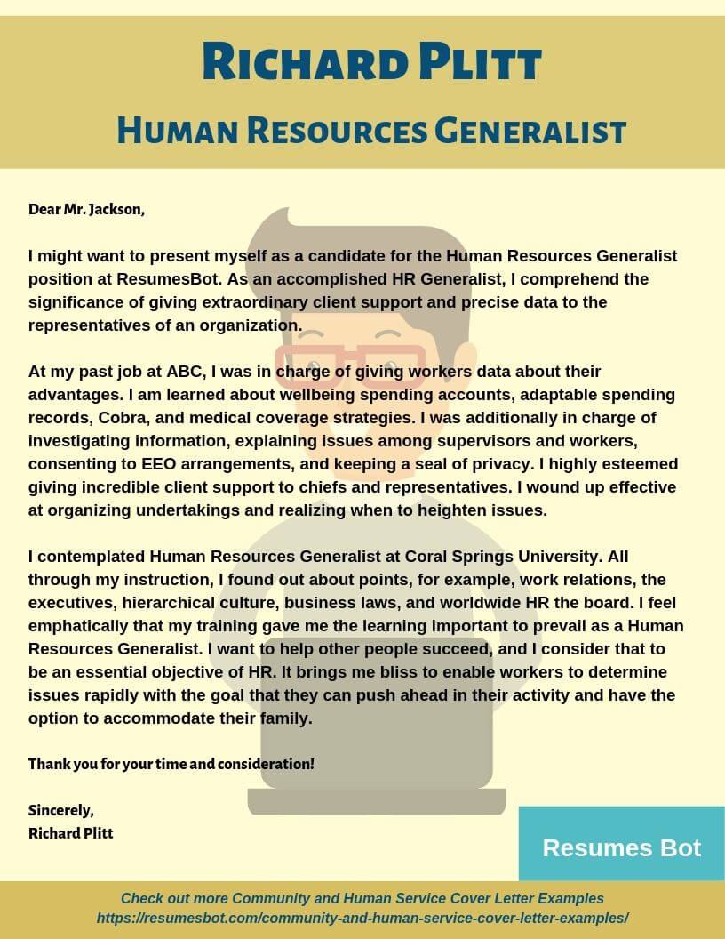 hr generalist cover letter sample