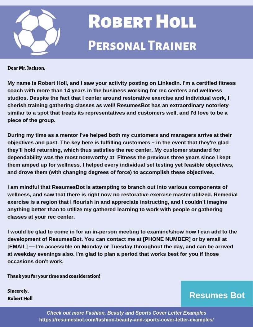 cover letter examples for trainer position