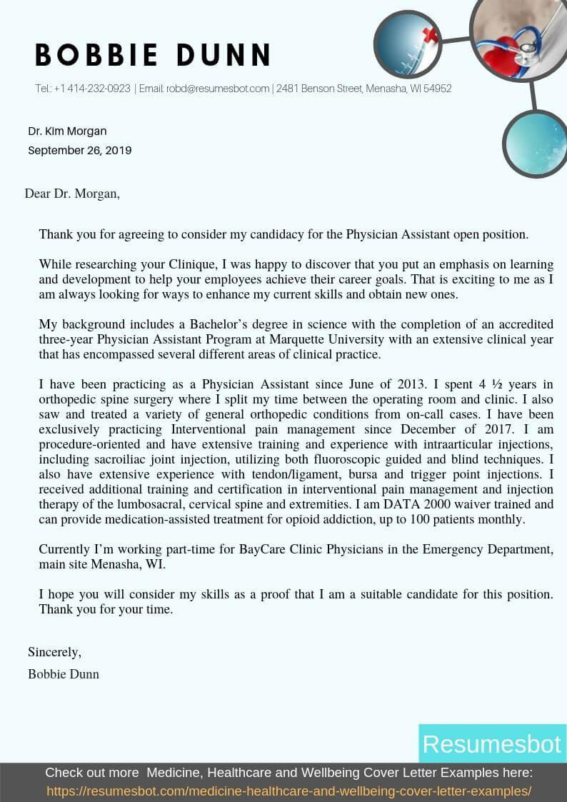 Physician Assistant Cover Letter Samples & Templates [PDF+Word] 2022