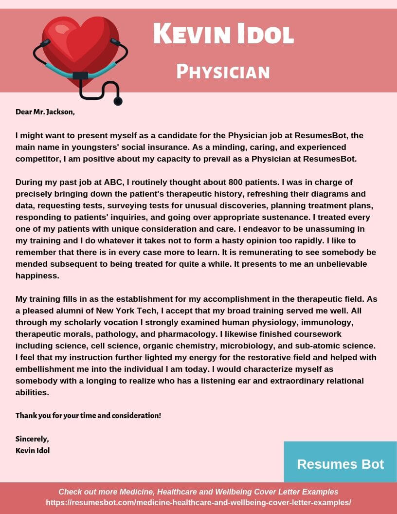 good cover letter examples doctor