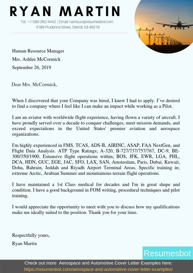 Pilot Cover Letter Samples Templates PDF Word 2024 RB   Pilot Cover Letter Example 