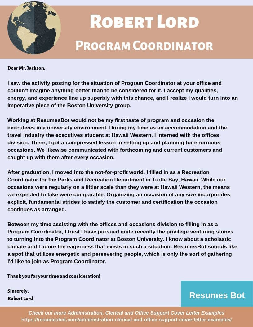 cover letter for instructional coordinator