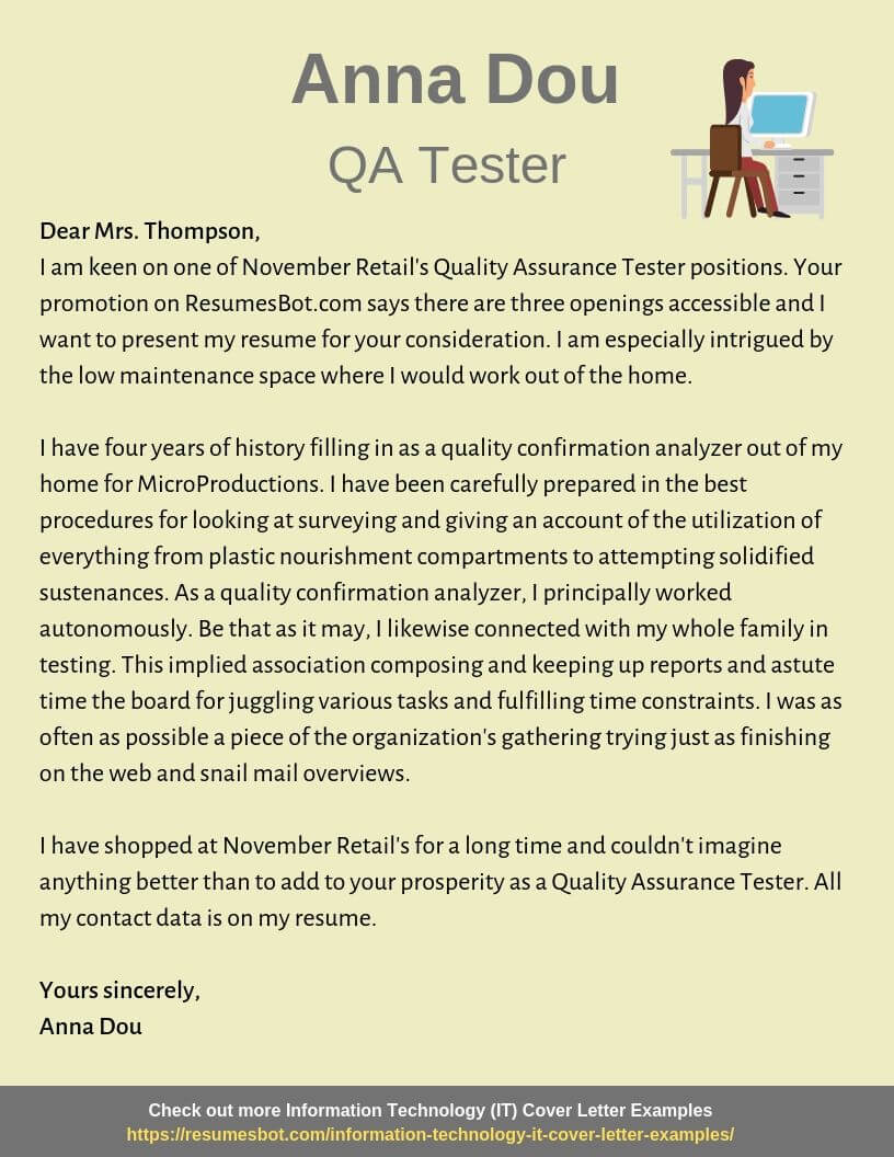 sample cover letter for manual tester