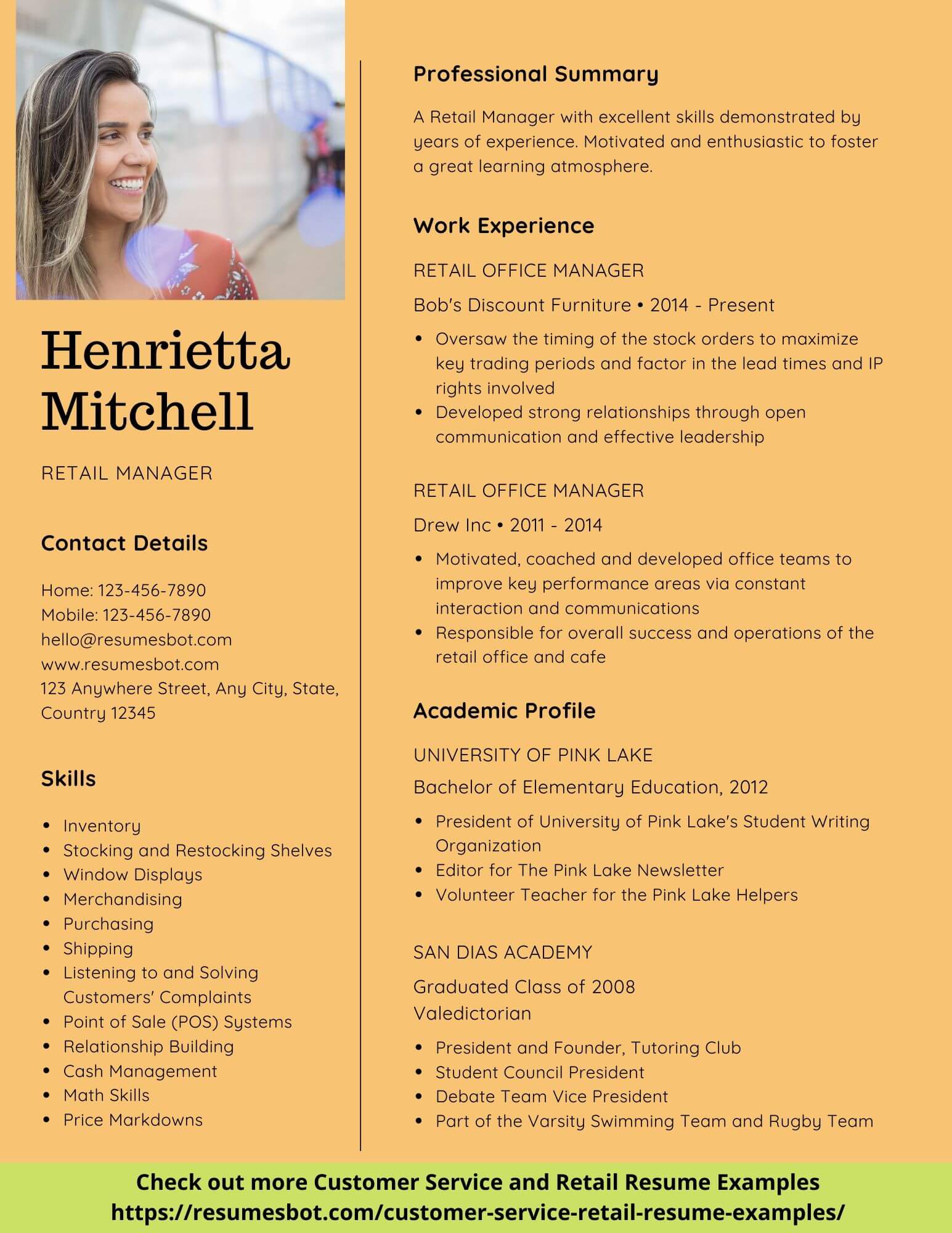 Resume Objective Examples For Retail