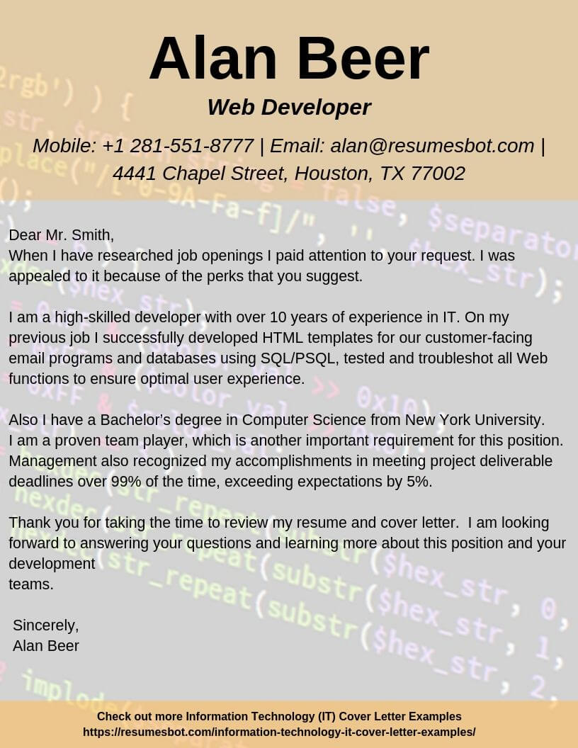 Web Developer Cover Letter Samples Templates Pdf Word 2021 Web Developer Cover Letters Rb