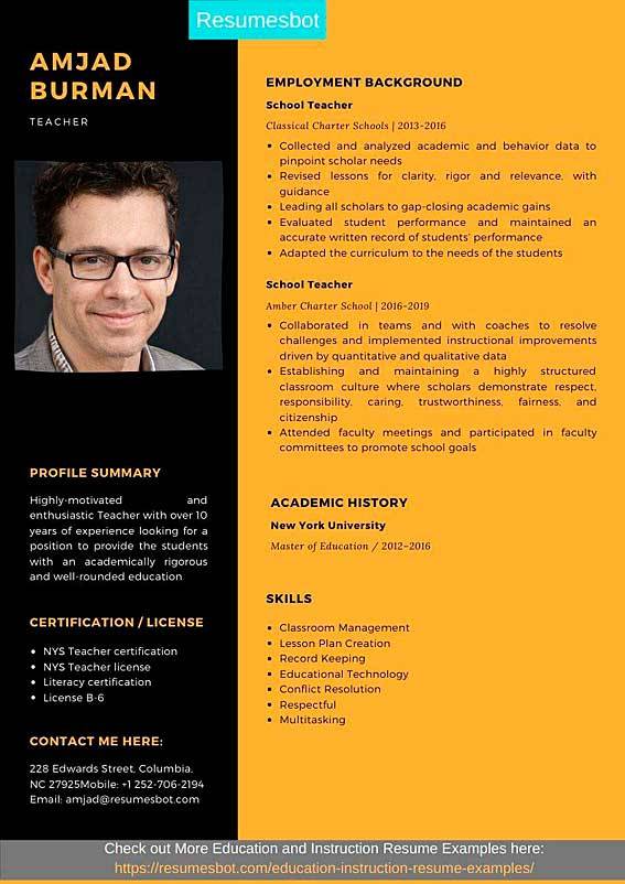 teacher resume sample 5