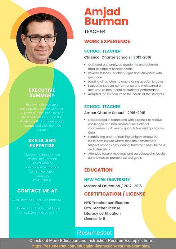 teacher resume sample 6