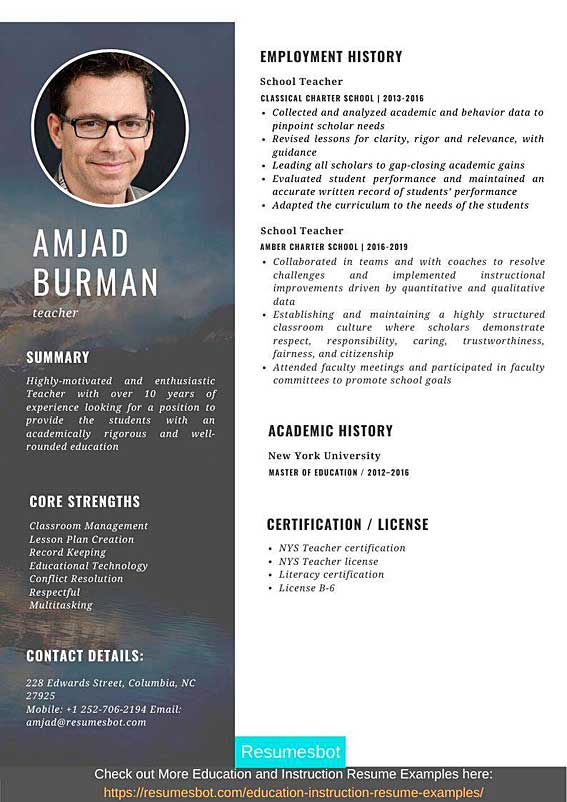 Teacher Resume Samples & Templates [PDF+DOC] 2024 | RB