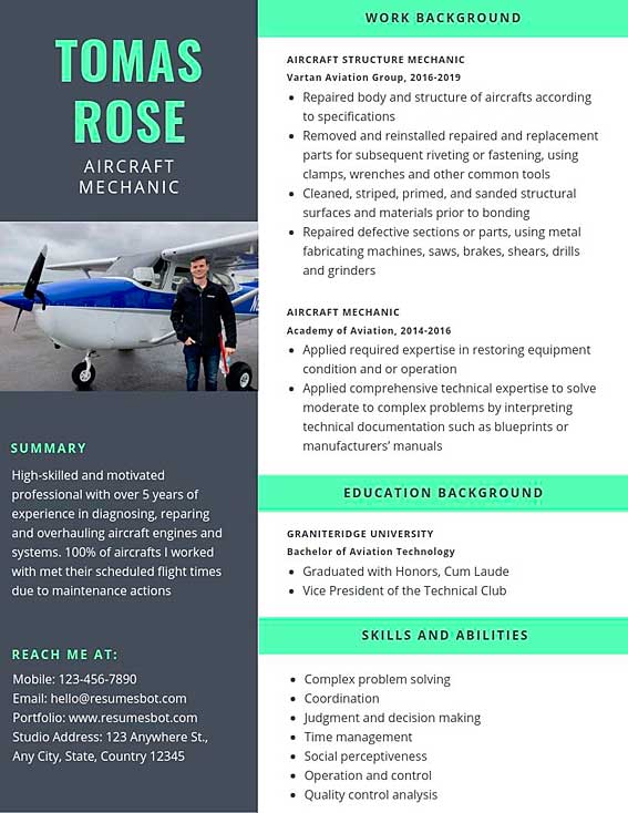 Aviation resume examples