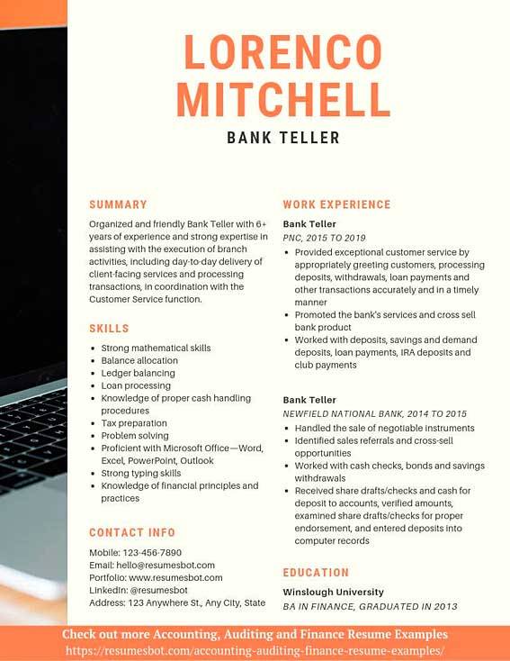 Bank Teller Resume Samples And Tips Pdf Doc Resumes Bot