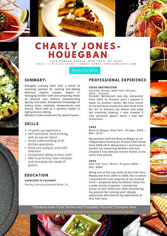 Chef Resume Example 