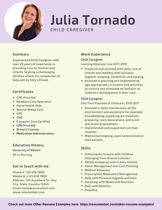 Child Caregiver Resume Samples & Templates [PDF+DOC] 2024 | RB