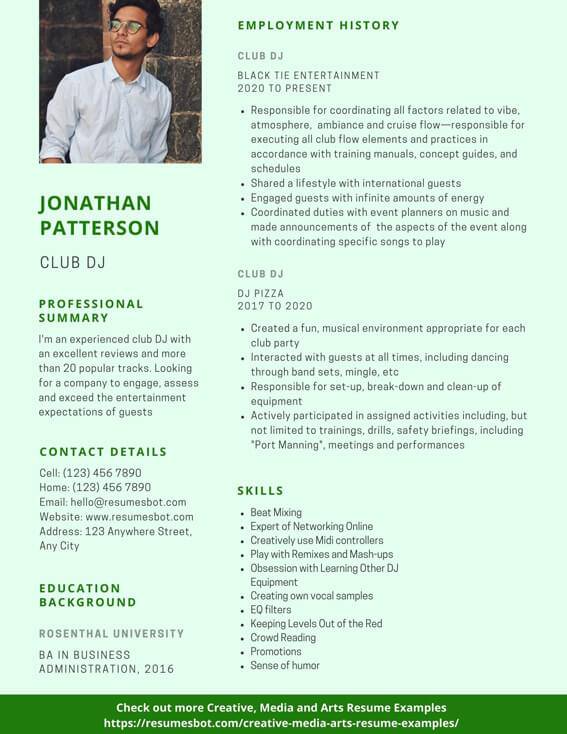 DJ Resume Samples & Templates [PDF+DOC] 2024 DJ Resumes Bot