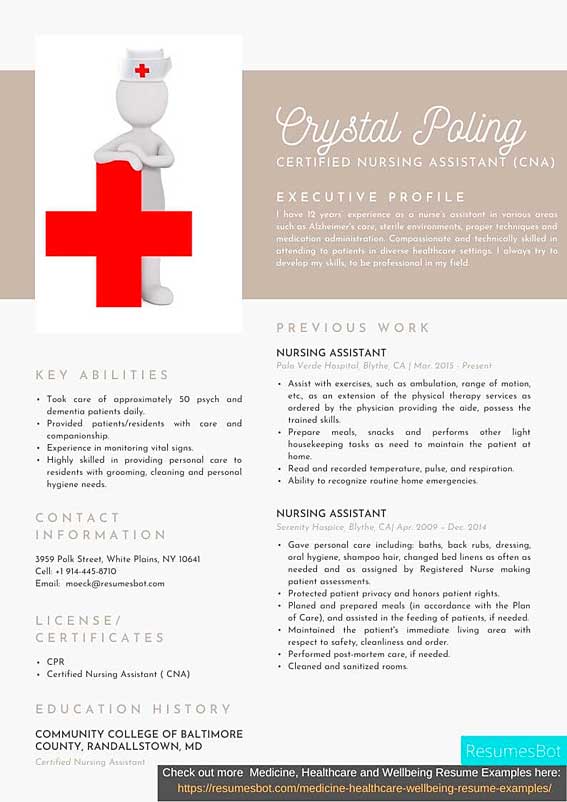 resume templates for certified nursing assistant