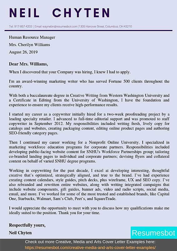 Copywriter Cover Letter Samples Templates Pdf Word 2021 Cover Letters For Copywriter Rb