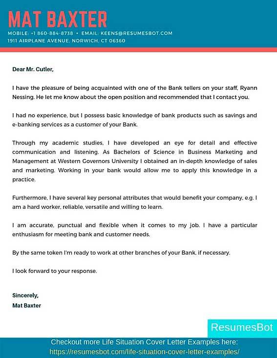 Maryanne Jones geweten walvis Cover Letter For Bank Teller With No Experience Samples & Templates  [PDF+Word] 2023 | Cover Letter For Bank Teller With No Experience | RB