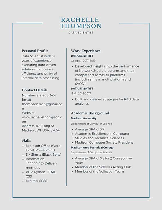 Data Scientist Resume Samples Templates Pdf Doc 2022 Data Scientist Resumes Bot