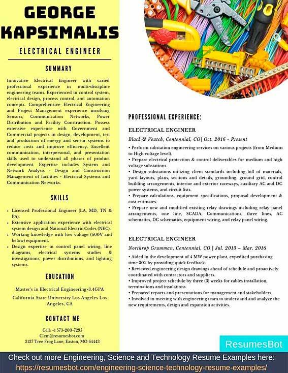 Electrical Engineer Resume Samples Templates Pdf Doc 22 Electrical Engineer Resumes Bot