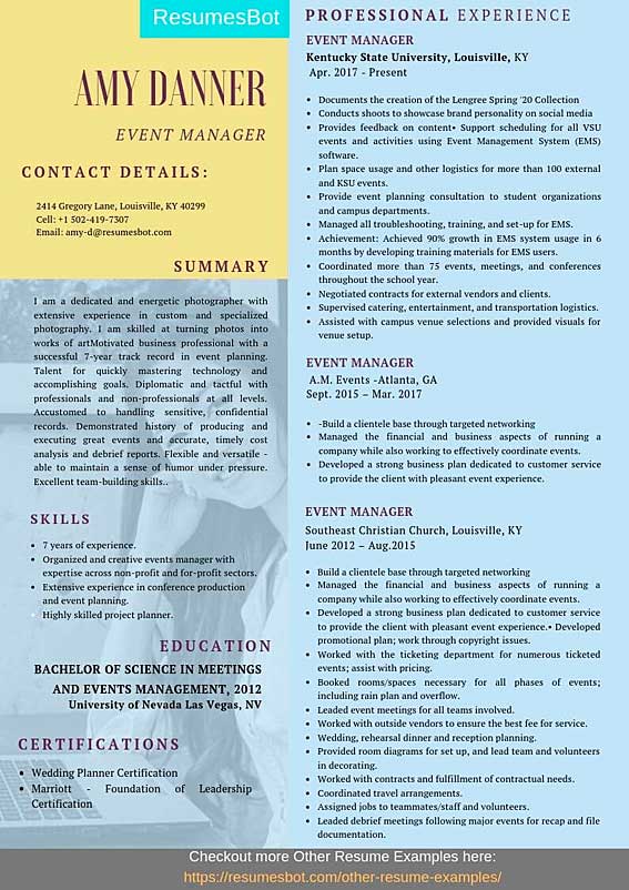 special event coordinator resume sample