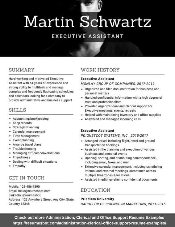 Executive Assistant Resume Samples and Tips [PDF+DOC] RB