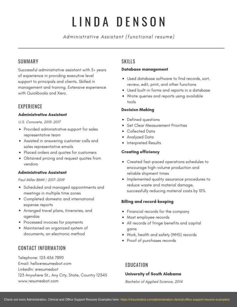 simple functional resume template