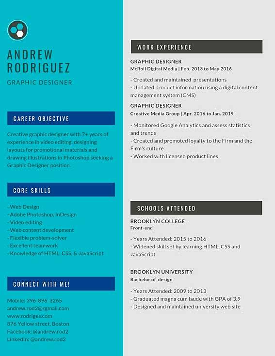 graphic designer resume inspiration