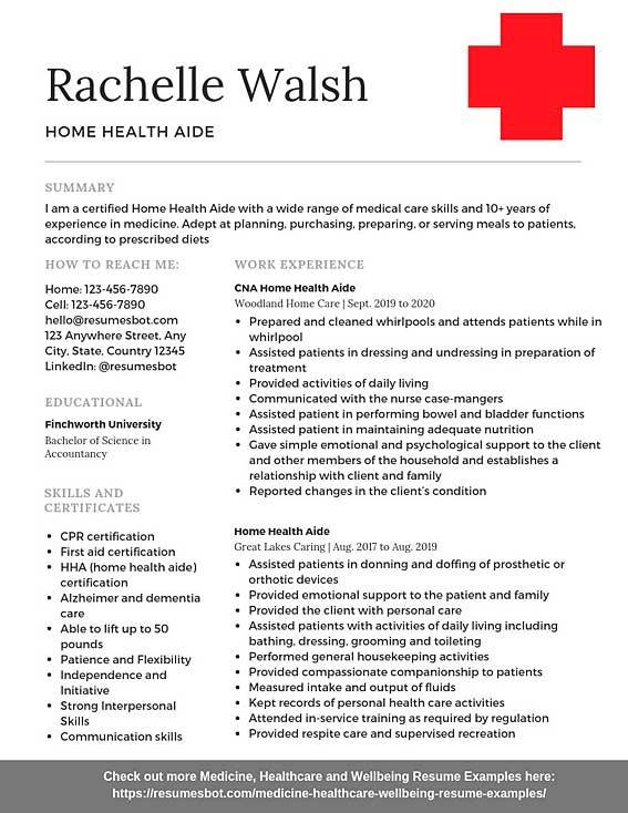 home health care resume objective examples