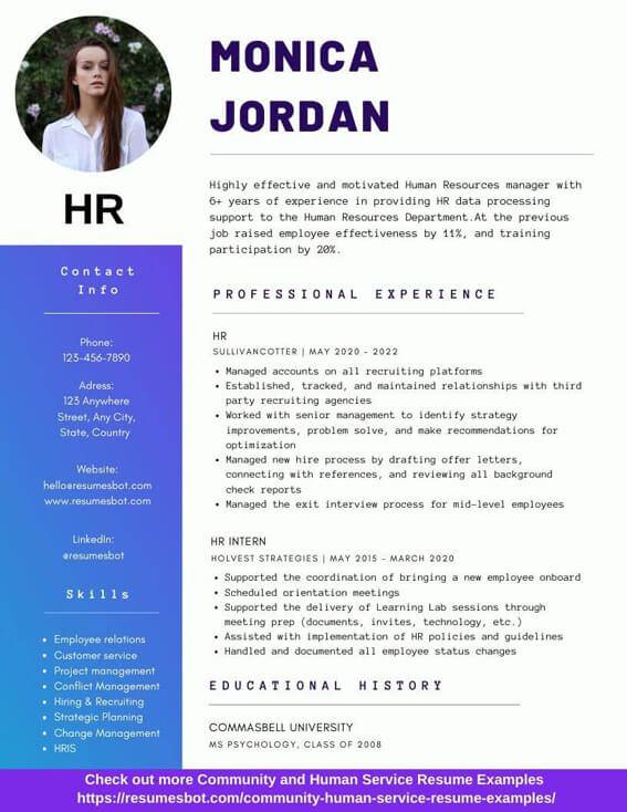 resume template for hr