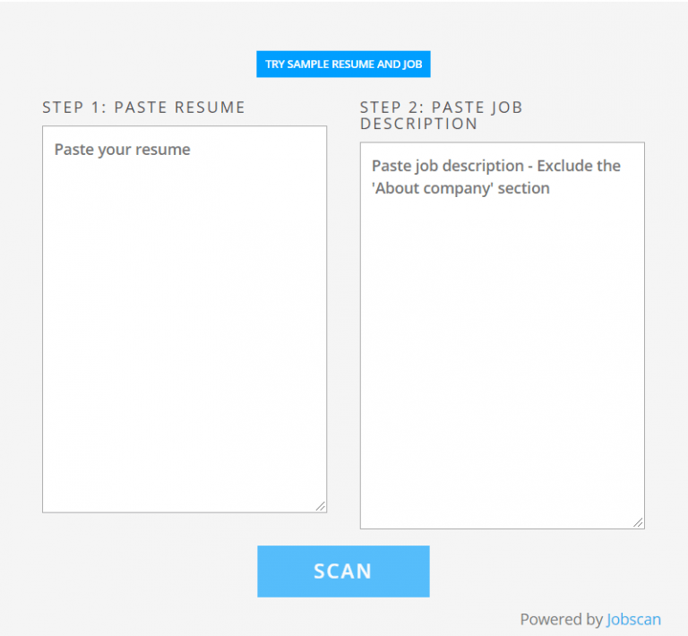 Jobscan Resume Checker Use Free ATS Resume Scanner Resumes Bot