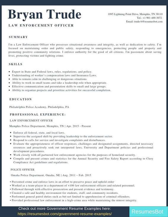 professional and modern law enforcement resume template