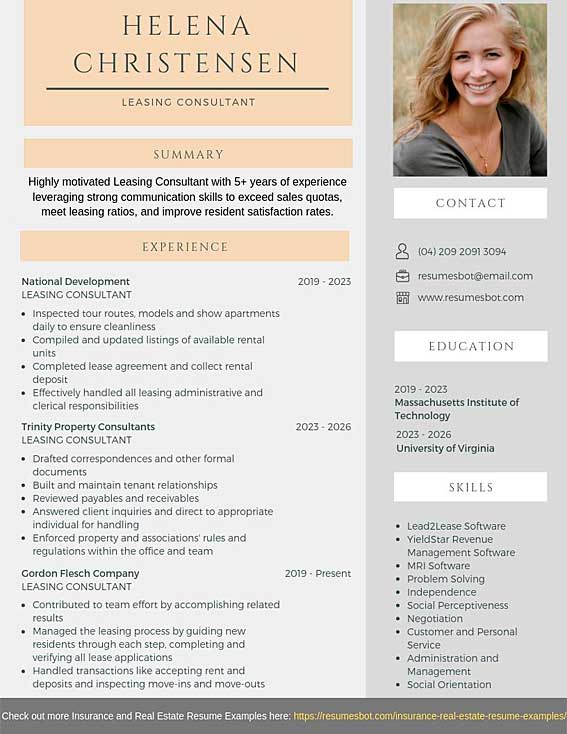 Leasing Consultant Resume Samples and Tips 2024 RB