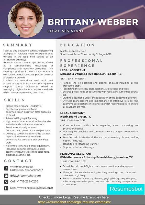 Legal Assistant Resume Samples Templates Pdf Doc 2021 Legal Assistant Resumes Bot