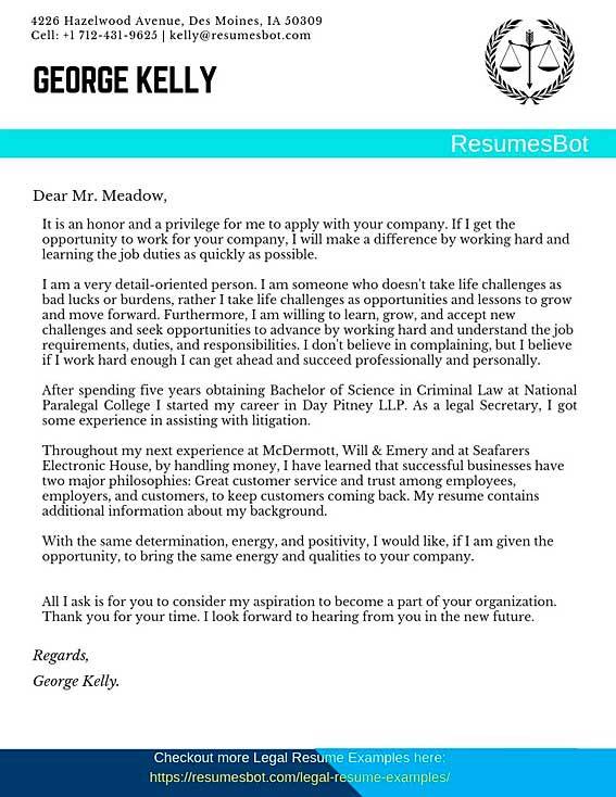 legal writing sample cover letter