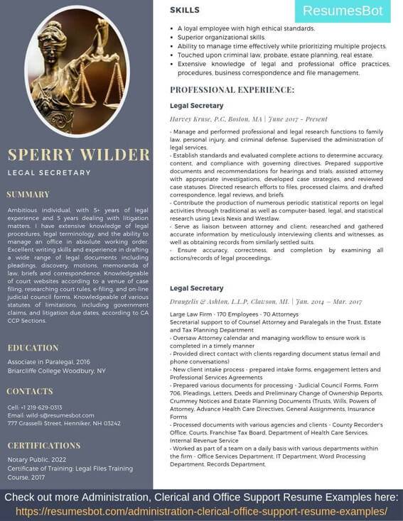 Legal Secretary Resume Samples & Templates [PDF+DOC] 2023 Legal