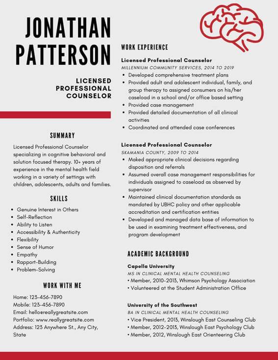 Professional Counselor Resume Samples [PDF+DOC] 2024 RB