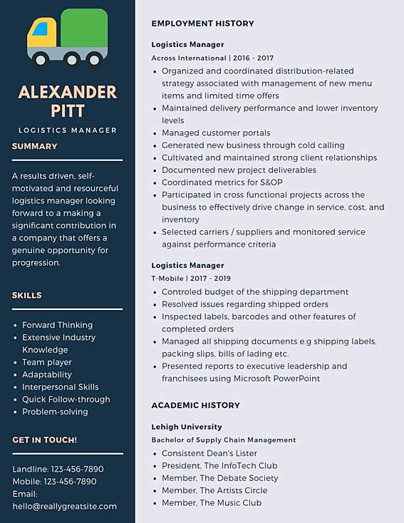 Example Resume For Logistics Operations Manager